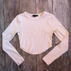 White Long Sleeve Crop Top